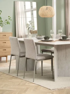 KRONDAL + BRANDEMesa KRONDAL L180 travertino + 4 sillas BRANDE beis