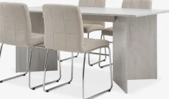 KRONDAL + HAMMELMesa KRONDAL L180 travertino + 4 sillas HAMMEL beis