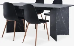 KRONDAL + JONSTRUPMesa KRONDAL L180 mármol + 4 sillas JONSTRUP negro