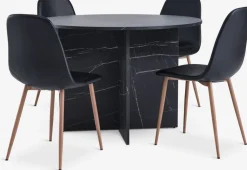 KRONDAL + JONSTRUPMesa KRONDAL Ø110 mármol + 4 sillas JONSTRUP negro