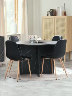 KRONDAL + JONSTRUPMesa KRONDAL Ø110 mármol + 4 sillas JONSTRUP negro