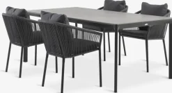 KUMLA + GILJAMesa KUMLA L200 + 4 sillas GILJA gris