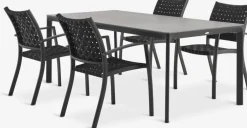KUMLA + GLOMFJORDMesa KUMLA L200 gris + 4 sillas GLOMFJORD negro