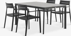 KUMLA + INGSTRUPMesa KUMLA L150 gris + 4 sillas INGSTRUP negro