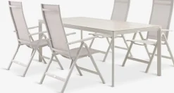 KUMLA + LOMMAMesa KUMLA L200 + 4 sillas LOMMA beis