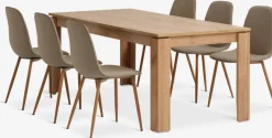 LINTRUP + BISTRUPMesa LINTRUP L190/280 roble salvaje + 4 sillas BISTRUP arena