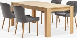 LINTRUP + PEBRINGEMesa LINTRUP L190/280 roble salvaje + 4 sillas PEBRINGE gris