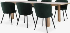 LINTRUP + RISSKOVMesa LINTRUP L190/280 roble + 4 RISSKOV terciopelo verde