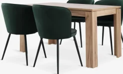 LINTRUP + RISSKOVMesa LINTRUP L140 roble salvaje + 4 RISSKOV terciopelo verde