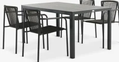 MADERUP + KRISTIANSTADMesa MADERUP L150 negro + 4 sillas KRISTIANSTAD verde
