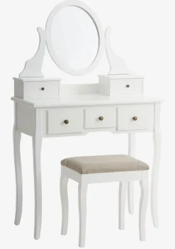 MALLINGTocador + taburete MALLING con espejo blanco/beis