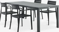 MARIELYST + INGSTRUPMesa MARIELYST L205 gris + 4 sillas INGSTRUP negro