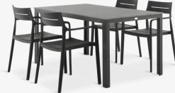 MARIELYST + INGSTRUPMesa MARIELYST L150 gris + 4 sillas INGSTRUP negro
