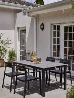 MARIELYST + INGSTRUPMesa MARIELYST L150 gris + 4 sillas INGSTRUP negro