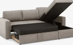 MARSLEVSofá cama con chaise longue MARSLEV tela gris claro