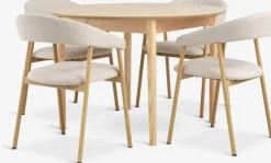 MARSTRAND + EJSINGMesa MARSTRAND Ø110 roble natural + 4 sillas EJSING beis