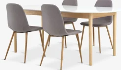 MARSTRAND + JONSTRUPMesa MARSTRAND L200/280 blanco + 4 JONSTRUP gris