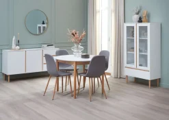 MARSTRAND + JONSTRUPMesa MARSTRAND Ø110 blanco + 4 sillas JONSTRUP gris