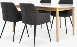 MARSTRAND + PURHUSMesa MARSTRAND L200/280 blanco + 4 sillas PURHUS gris