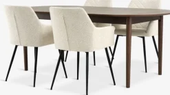 MARSTRAND + PURHUSMesa MARSTRAND L200/280 roble + 4 sillas PURHUS blanco crudo
