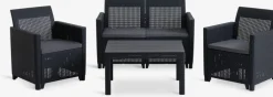 MOLDEConjunto muebles jardín MOLDE 4 plazas gris