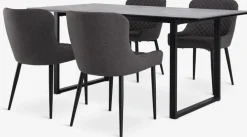 MOSELUND + PEBRINGEMesa MOSELUND L180 cerámica + 4 PEBRINGE gris/negro