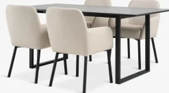 MOSELUND + SOTTRUPMesa MOSELUND L180 cerámica + 4 SOTTRUP beis/negro