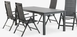 MOSS + MYSENMesa MOSS L214/315 + 4 sillas MYSEN gris