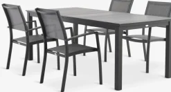 MOSS + STRANDBYMesa MOSS L214/315 + 4 sillas STRANDBY gris