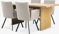 MUNKEBY + GJESINGMesa MUNKEBY L180 roble cálido + 4 GJESING beis/negro