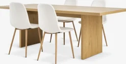 MUNKEBY + JONSTRUPMesa MUNKEBY L220 roble cálido + 4 sillas JONSTRUP blanco