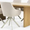 MUNKEBY + ROSTRUPMesa MUNKEBY L220 roble cálido + 4 sillas ROSTRUP beis