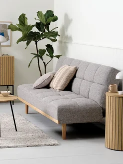 NEJEDESofá cama NEJEDE tela gris claro