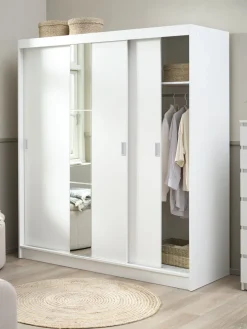 ODDERArmario ODDER 179x201 3 puertas correderas con espejo blanco