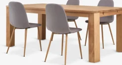 OLDE + JONSTRUPMesa OLDE L200 roble natural + 4 sillas JONSTRUP gris