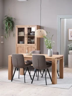 OLDE + MELBYMesa OLDE L160 roble + 4 sillas MELBY marrón claro/negro