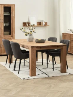 OLDE + PEBRINGEMesa OLDE L200 roble natural + 4 sillas PEBRINGE gris/negro