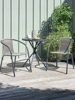 RADSTRUP + GRENAAMesa RADSTRUP Ø60 negro + 2 sillas GRENAA gris