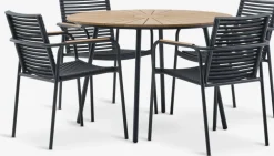RANGSTRUP + NABEMesa RANGSTRUP Ø110 natural/negro + 4 sillas NABE negro