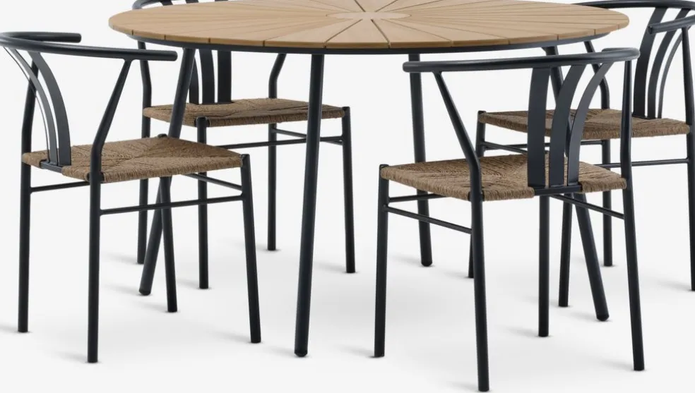RANGSTRUP + TAGMARKMesa RANGSTRUP Ø130 natural/negro + 4 sillas TAGMARK