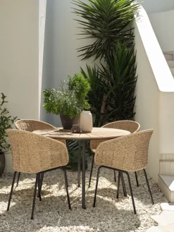 RANGSTRUP + TUERNEMesa RANGSTRUP Ø110 + 4 sillas TUERNE natural