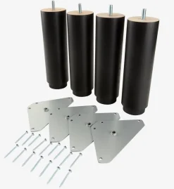 RAUDSUNDAPatas de cama Ø6xA20cm RAUDSUNDA haya negro 4 unidades