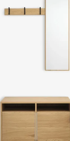 RAVSTEDMueble recibidor RAVSTED espejo 2 cajones color roble cálido