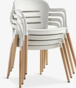 RENA + NYLENDIAMesa RENA L54/175 madera dura + 4 sillas NYLENDIA beis