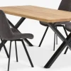 ROSLEV + HYGUMMesa ROSLEV L200 roble natural + 4 sillas HYGUM gris