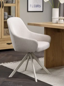 ROSTRUPSilla de comedor ROSTRUP giratoria tela beis