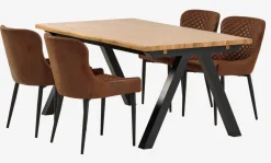 SANDBY + PEBRINGEMesa SANDBY L160 roble natural + 4 sillas PEBRINGE marrón