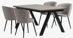 SANDBY + RISSKOVMesa SANDBY L160 roble oscuro + 4 RISSKOV gris claro