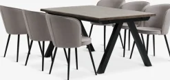 SANDBY + RISSKOVMesa SANDBY L160 roble oscuro + 4 RISSKOV gris claro