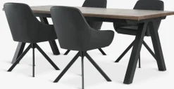 SANDBY + ROSTRUPMesa SANDBY L210 roble oscuro + 4 sillas ROSTRUP negro